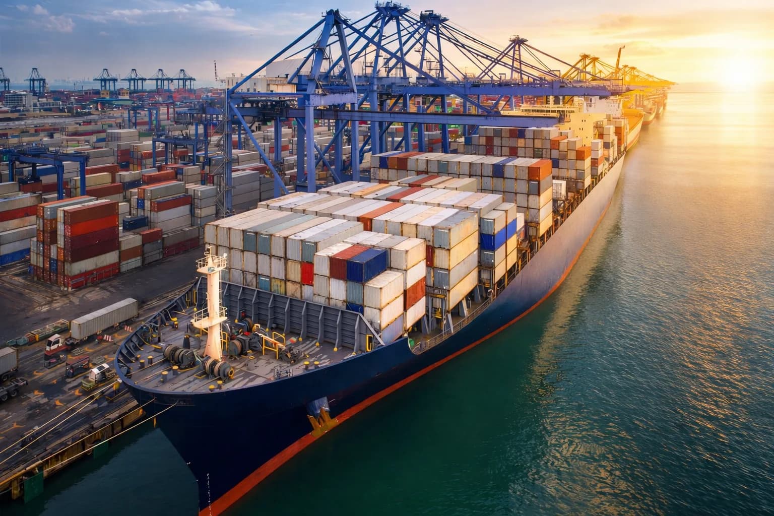 Container ship loaded with cargo bound for Ghana via Tema Port